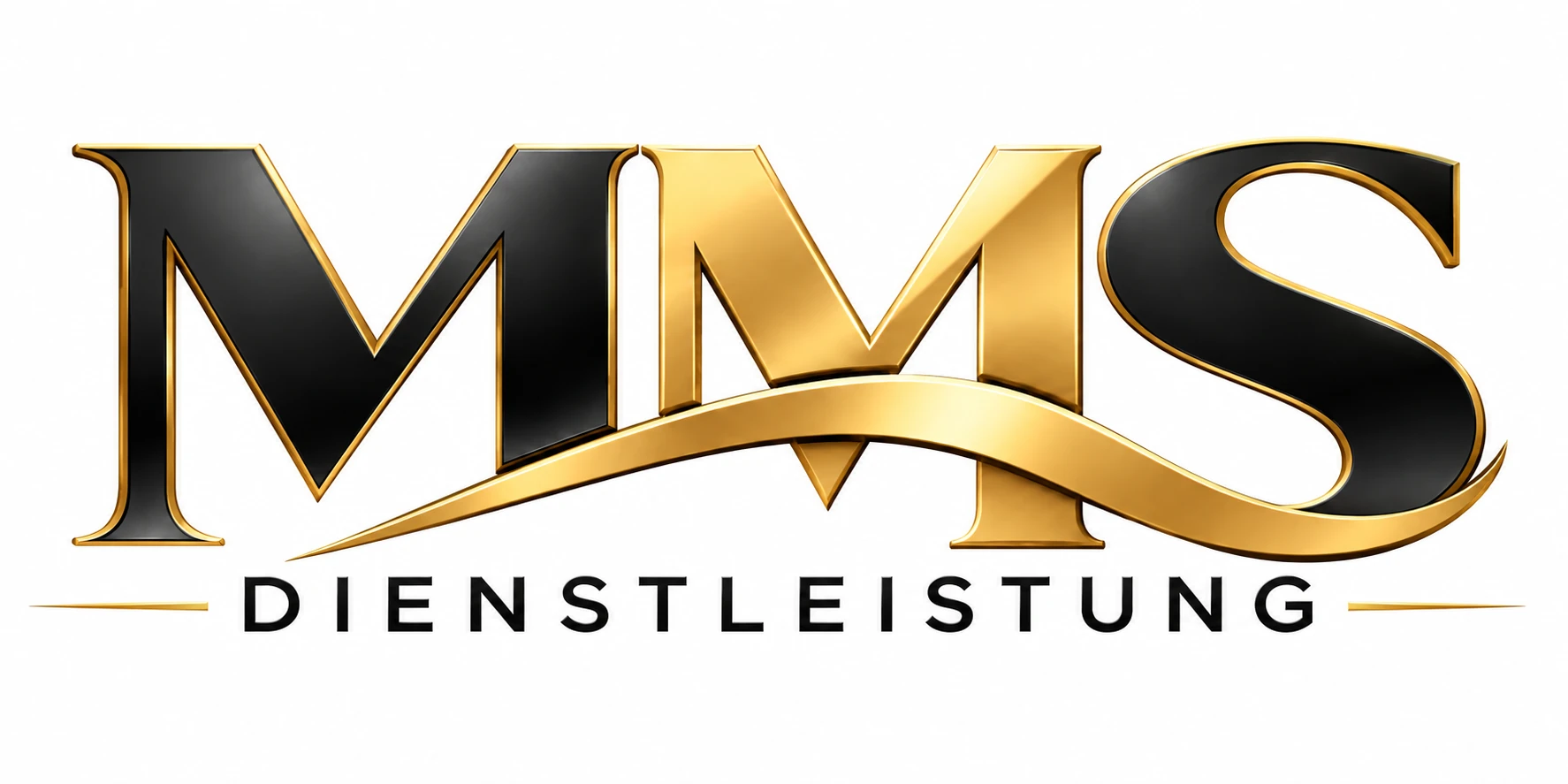MMS Dienstleistung – Schwarz-goldenes Firmenlogo